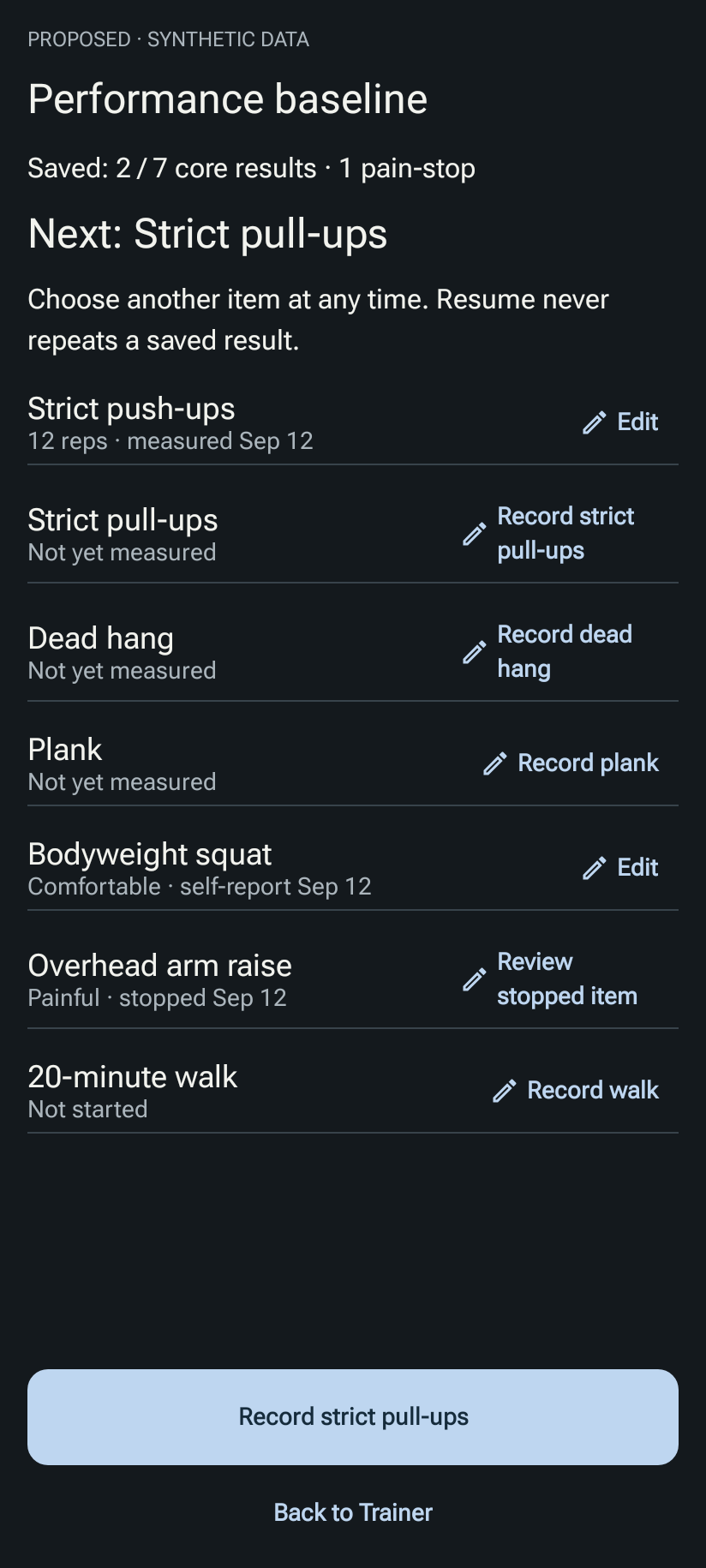 Upcoming Understand Me performance baseline concept, synthetic data